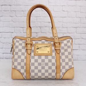 Louis Vuitton Berkeley Damier Azur Tote Shoulder Bag White Boston Duffle A5343